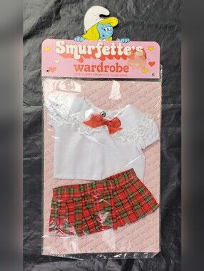 Peyo VTG 1983 Wallace Berrie Smurfette Wardrobe Shirt & Skirt Outfit #642 - NOS